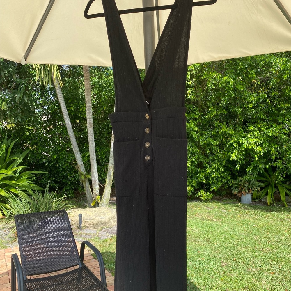 Black Open front/back jumpsuit